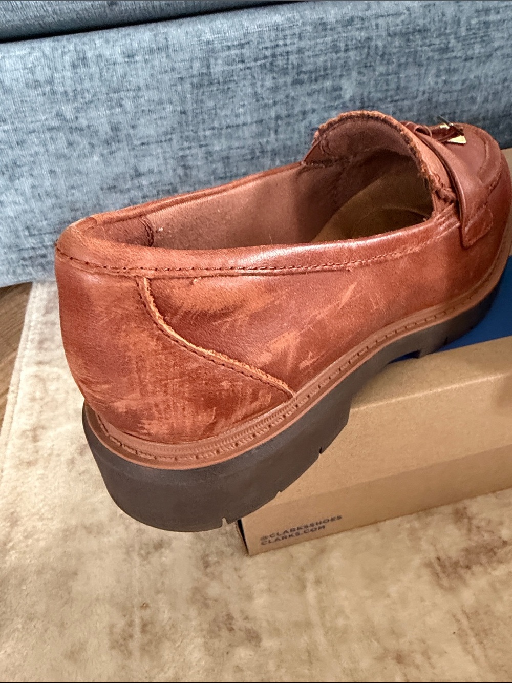 Clarks Women's Westlynn Bella Chestnut Leather Tassel Loafers - Picture 7 of 8
